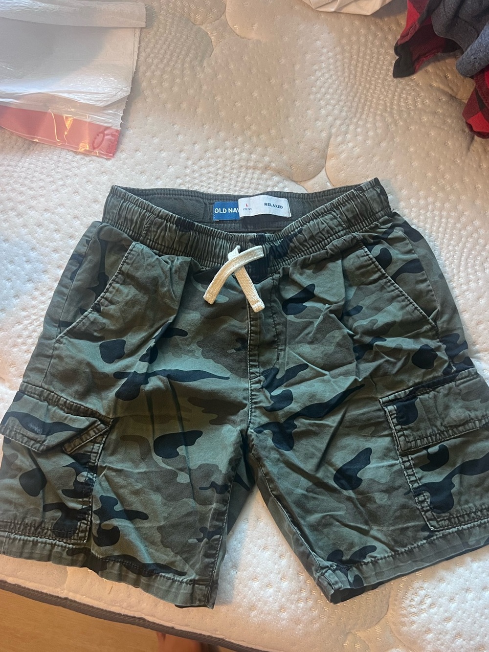 Old Navy Green Camo Cargo Shorts with Drawstring